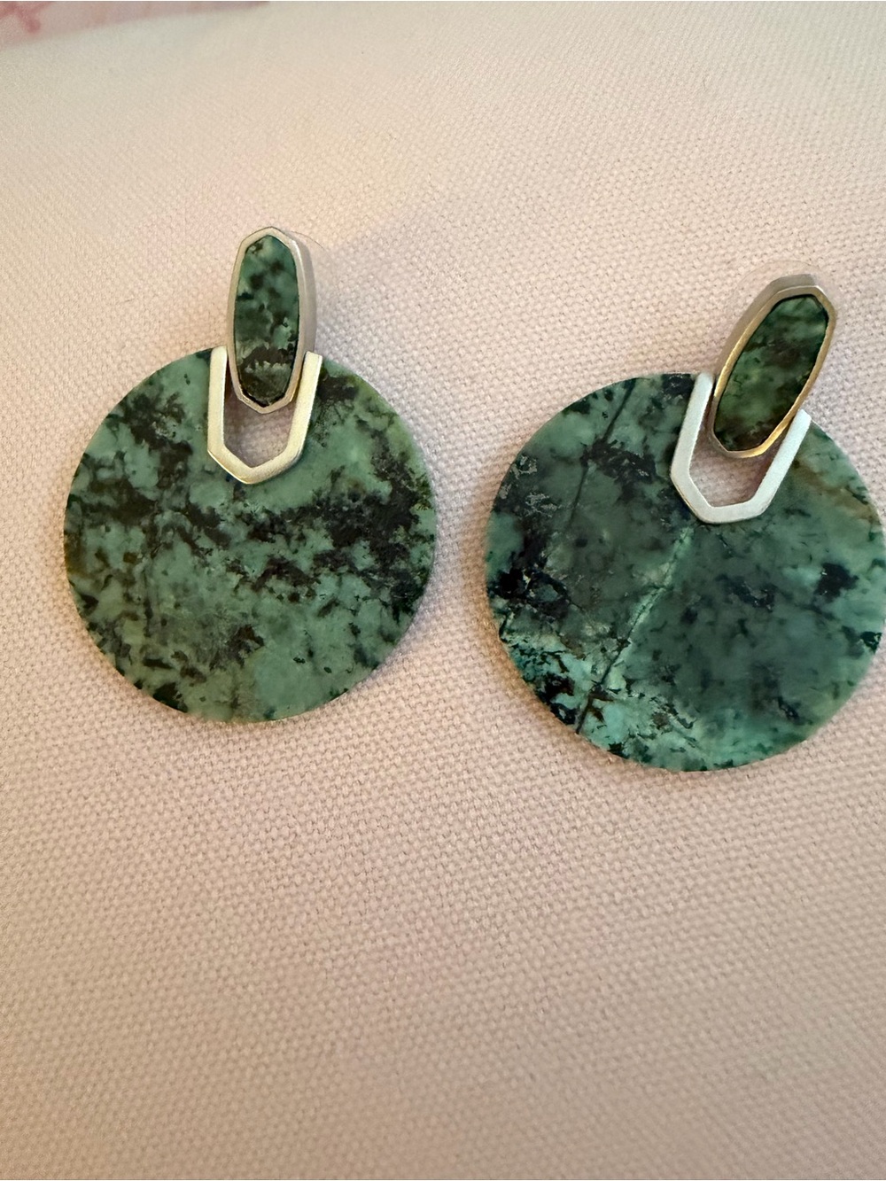 Kendra Scott Green Marbled Disc Drop Earrings